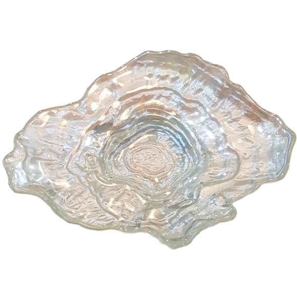 Vintage Turkish Art Glass Oyster Shell Ring Dish / Plate - Picture 1 of 8